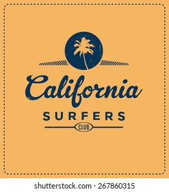 California Surfers Club - Typographic Design - Classic look ideal for screen print shirt design