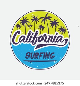 California surfing beach Illustration typography for t shirt, poster, logo, sticker, or apparel merchandise