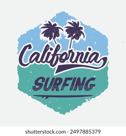 California surfing beach Illustration typography for t shirt, poster, logo, sticker, or apparel merchandise