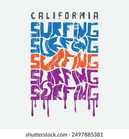 California surfing beach Illustration typography for t shirt, poster, logo, sticker, or apparel merchandise