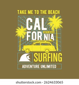 California Surfing beach street wear vector graphic