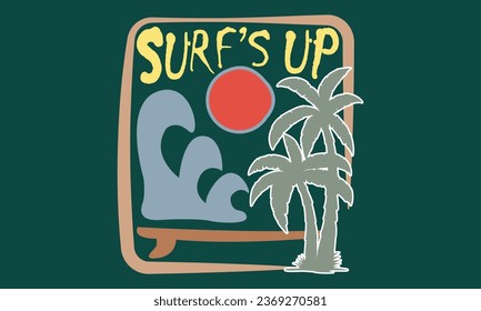 California Surfing Boats Colorful Beach  Illustration Design, Hello, Summer California Beach Vector T-shirt Design.