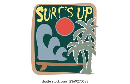 California Surfing Boats Colorful Beach  Illustration Design, Hello, Summer California Beach Vector T-shirt Design.