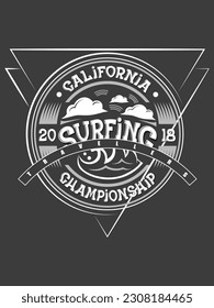 California Surfing Championship Travellers t shirt design 