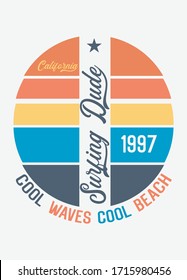 california surfing dude,t-shirt design fashion vector