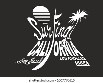 California Surfing graphic design vector art