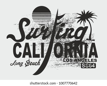 California Surfing graphic design vector art