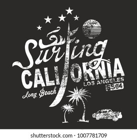 California surfing graphic design vector art