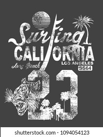 california surfing graphic design vector art