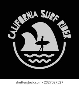 California surfing illustration for t shirt, poster, logo, sticker, or apparel merchandise.