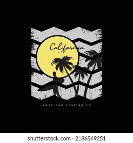 California surfing illustration typography. perfect for designing t-shirts, shirts, hoodies, poster, print