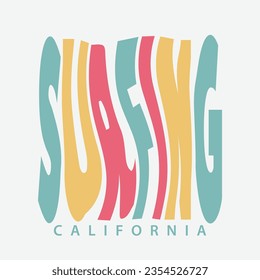 California surfing Illustration typography for t shirt, poster, logo, sticker, or apparel merchandise