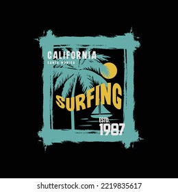 California surfing illustration typography vector t shirt design 