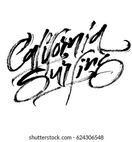 California Surfing. Modern Calligraphy Hand Lettering for Serigraphy Print