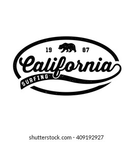 California Surfing. Retro Logo