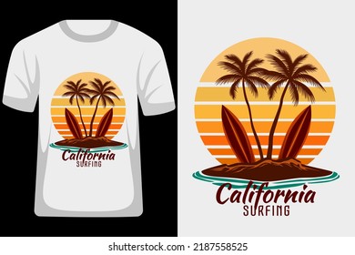 California Surfing Retro Vintage T Shirt Design