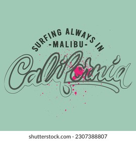 california surfing slogan design t shirt