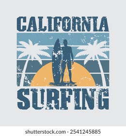 California surfing stylish t-shirt and apparel abstract design. Vector print, typography, poster
