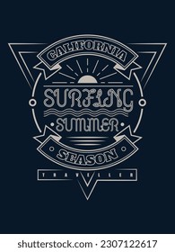 California Surfing summer season t shirt design 