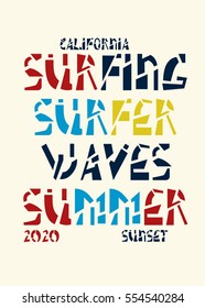 california surfing surfer waves summer,t-shirt print poster vector illustration