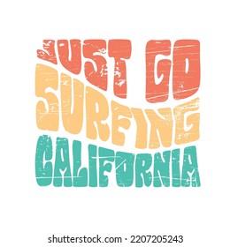 California Surfing Typography poster summer graphic t shirt print design vector