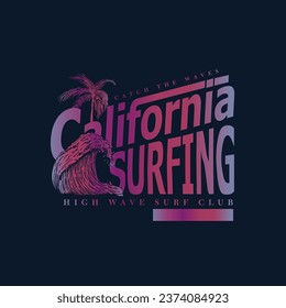 California Surfing typography summer wave tee print