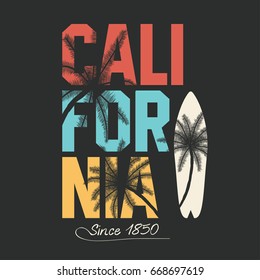 California Surfing Typography Tshirt Graphics Tropic Stock Vector ...
