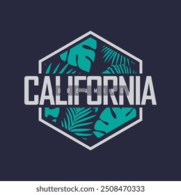 California surfing vector illustration and typography, perfect for t-shirts, hoodies, prints etc.