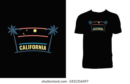 California Surfing Vector T Shirt Design.