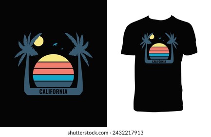 California Surfing Vector T Shirt Design.
