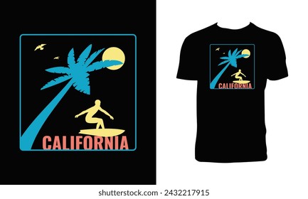 California Surfing Vector T Shirt Design.