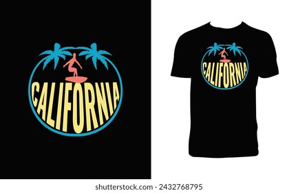 California Surfing Vector T Shirt Design.