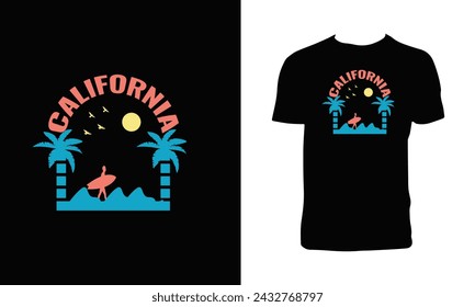 California Surfing Vector T Shirt Design.