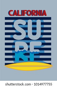 california surf,t-shirt print poster vector illustration