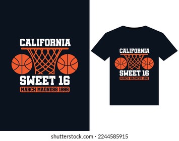 California sweet 16 march madness 1995 illustrations for print-ready T-Shirts design