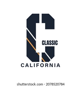 California t shirt design, letter C  design