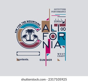 California T shirt design vector illustration