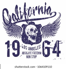 California tattoo skull, eagle, tiger graphic design vector art