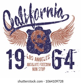 California tattoo skull, eagle, tiger graphic design vector art