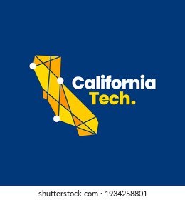 california technology tech geometric polygonal map logo vector icon illustration