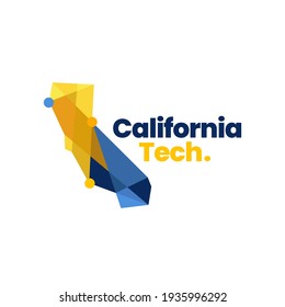 california technology tech geometric polygonal map logo vector icon illustration