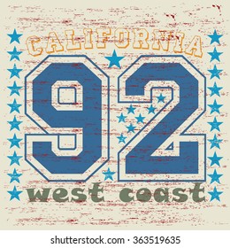 California tee print design, vector
