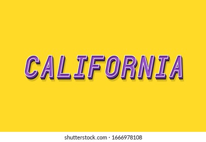 California text with 3d isometric effect.