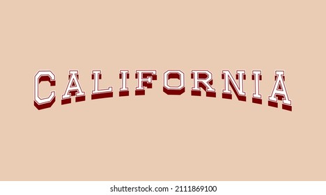 California text with 3d isometric effect. Vector illustration.