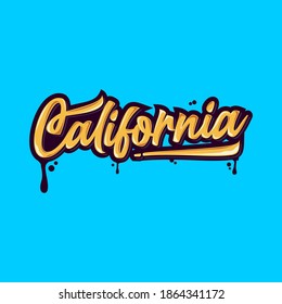 California text calligraphy vintage retro, Illustration vector lettering california, perfect for t-shirts design, clothing, hoodies, etc.