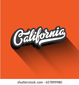 California text Calligraphy Vintage Retro Lettering vector design.
Typography 3D Poster Banner Card template.