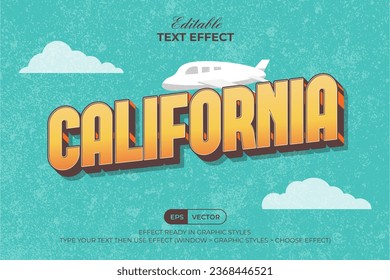 California Text Effect Vintage Style. Editable Text Effect.