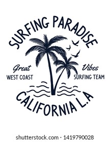 California text with palm trees  vector illustrations. For t-shirt prints and other uses.