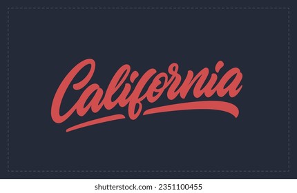 Texto de California. Diseño de lemas para camisetas o sudaderas. Grabado a mano en California