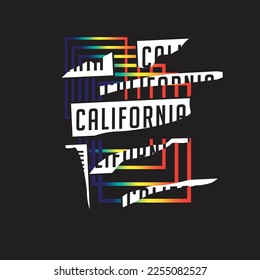California Torn poster Rainbow gradient Typography urban poster t shirt design vector